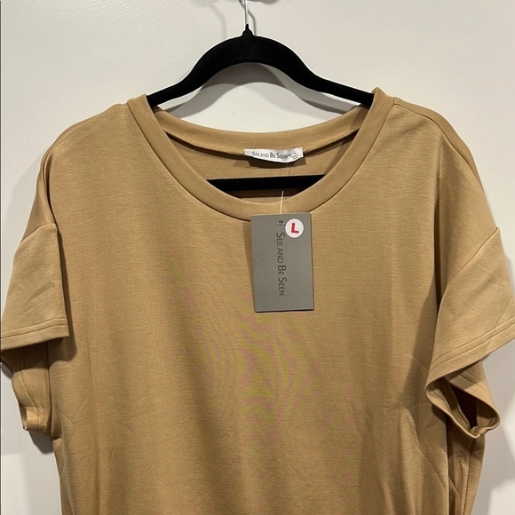 See and Be Seen- Tan Drawstring Boutique Top - Picture 2 of 6